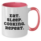 Funny Cooking Quote Two Tone Coffee Mug, Gifts from Men to Cooking Lovers on Father's Day, Eat. Sleep. Cooking. Repeat., Cooking Mugs for Dad - Additional