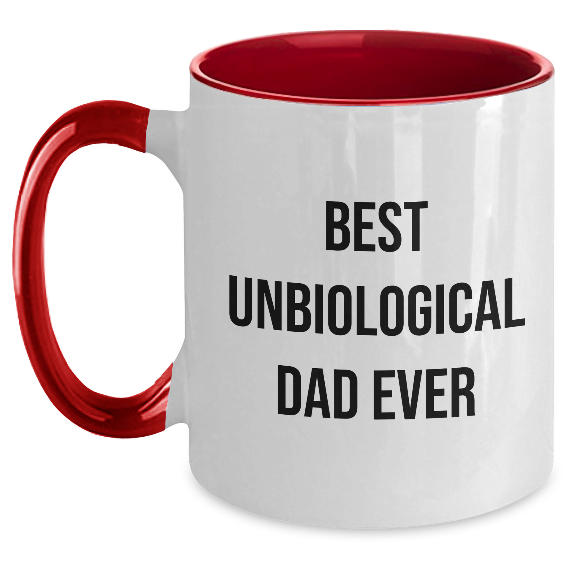 Funny Unbiological Dad Gifts from Best Dads Ever - Unique Two Tone Coffee Mug for Unbiological Dad on Mother's Day, Funny Quote, Microwave and Dishwasher Safe, 11oz Capacity - Main