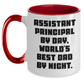 Funny Assistant Principal Gifts from Men to Assistant Principals By Day, World's Best Dad By Night Unique Two Tone Coffee Mugs for Graduation - Main