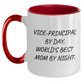 Funny Vice-Principal Gifts from Coworkers - Vice-Principal By Day, World's Best Mom By Night. Two Tone Coffee Mug, Father's Day Unique Gifts for Men - Main