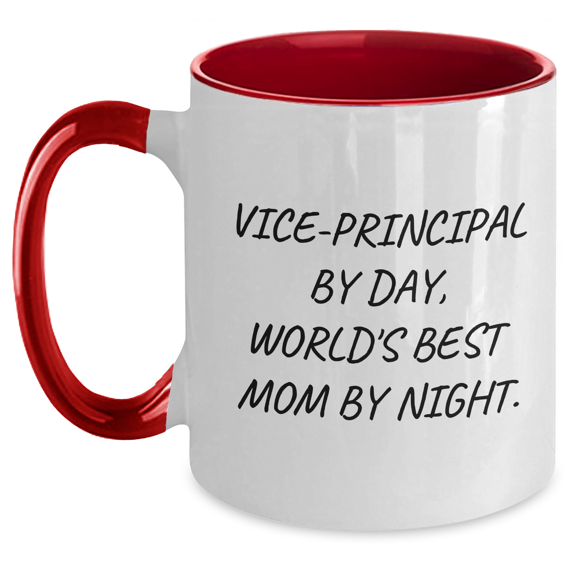 Funny Vice-Principal Gifts from Coworkers - Vice-Principal By Day, World's Best Mom By Night. Two Tone Coffee Mug, Father's Day Unique Gifts for Men - Main