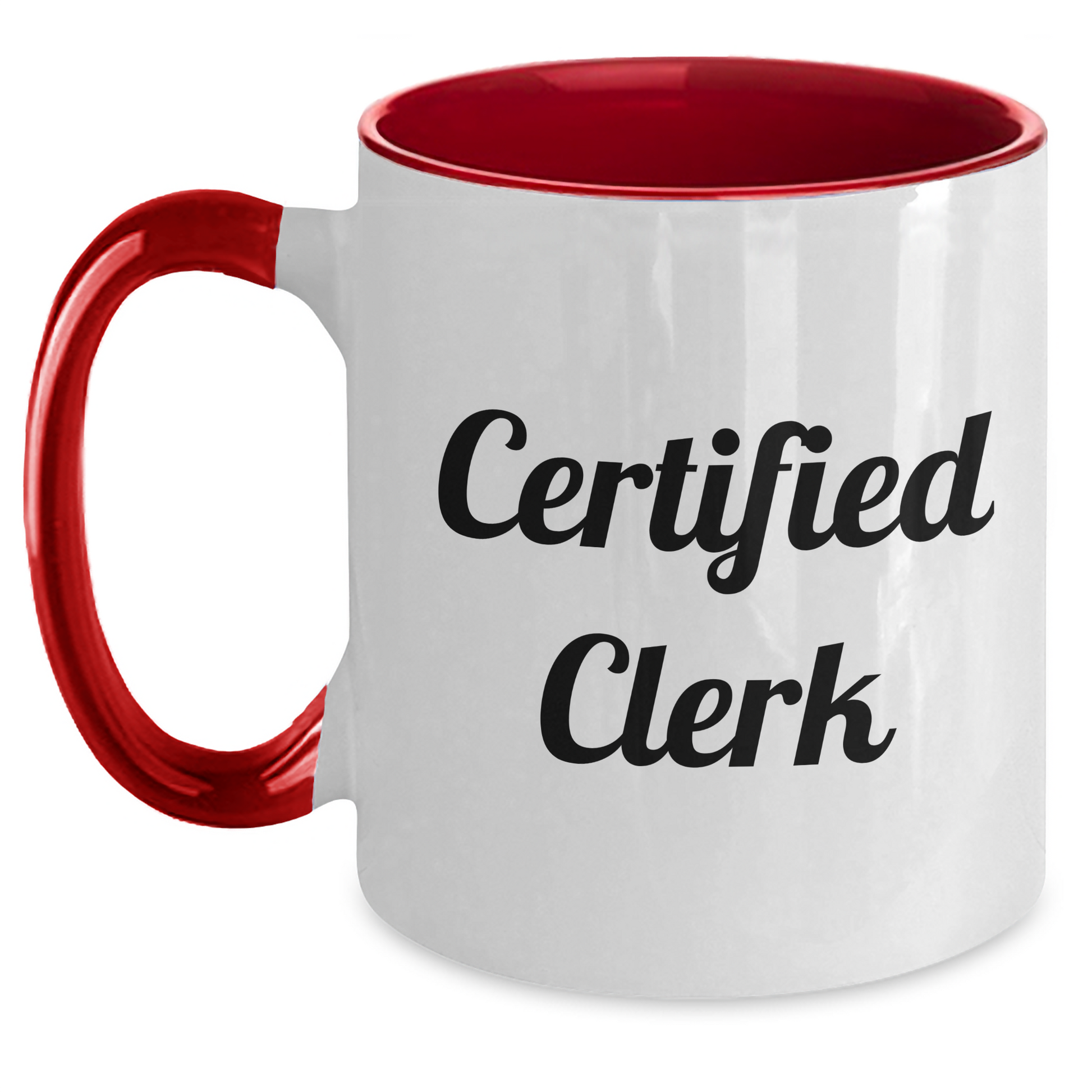 Funny Clerk Gifts from Friends and Family, Gifts for Clerks on Father's Day, Two Tone Coffee Mug, 'Certified Clerk' Quote - Main
