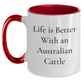 Funny Australian Cattle Dog Gifts for Men from Friends - Life Is Better with an Australian Cattle Dog, Two Tone Coffee Mug for Graduation - Main