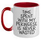 Funny Pekingese Dog Gifts from Men for Dad's Quote Time Spent with Pekingese Is Never Wasted, Two Tone Coffee Mug for Father's Day - Main