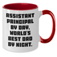 Funny Assistant Principal Gifts from Men to Assistant Principals By Day, World's Best Dad By Night Unique Two Tone Coffee Mugs for Graduation - Additional