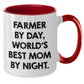 Farmer Gifts from Men - Funny Two Tone Coffee Mug, Farmer By Day, World's Best Mom By Night. - Unique Father's Day Unique Gifts for Farmers - Additional