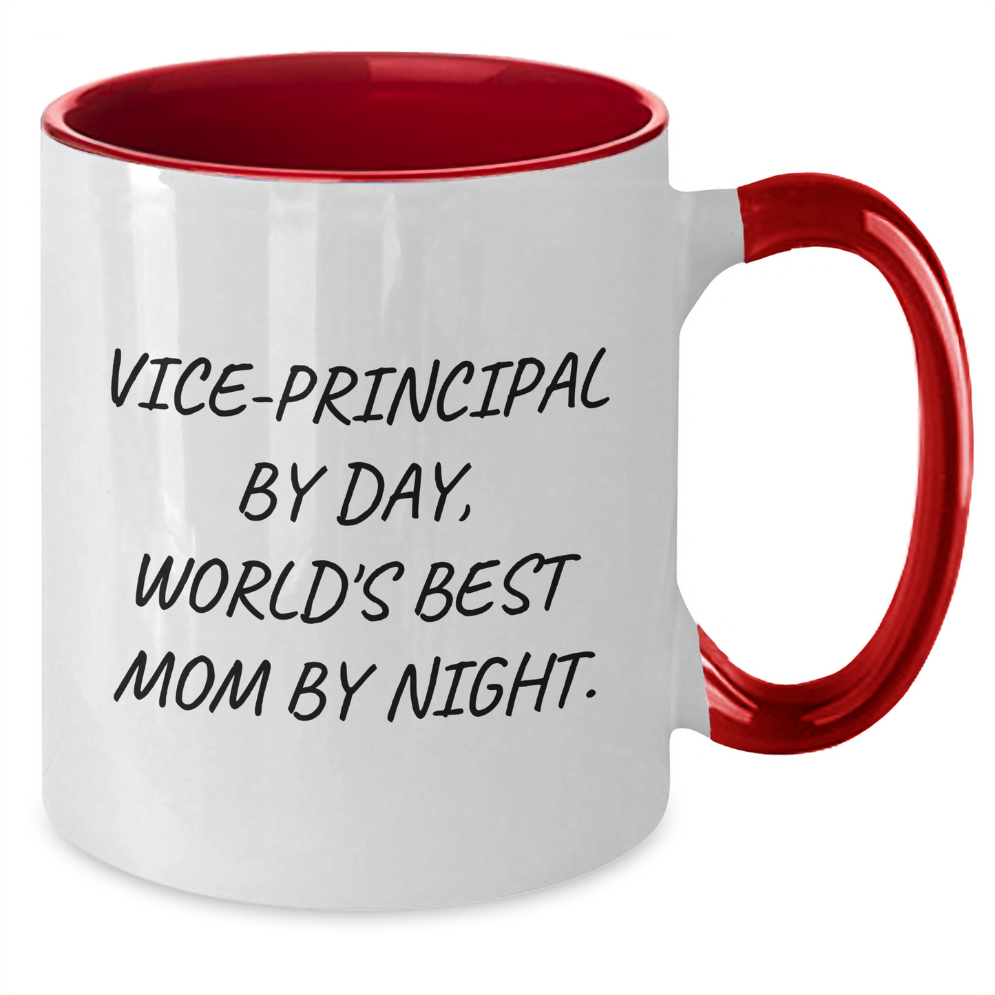 Funny Vice-Principal Gifts from Coworkers - Vice-Principal By Day, World's Best Mom By Night. Two Tone Coffee Mug, Father's Day Unique Gifts for Men - Additional