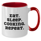 Funny Cooking Quote Two Tone Coffee Mug, Gifts from Men to Cooking Lovers on Father's Day, Eat. Sleep. Cooking. Repeat., Cooking Mugs for Dad - Additional