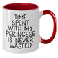 Funny Pekingese Dog Gifts from Men for Dad's Quote Time Spent with Pekingese Is Never Wasted, Two Tone Coffee Mug for Father's Day - Additional