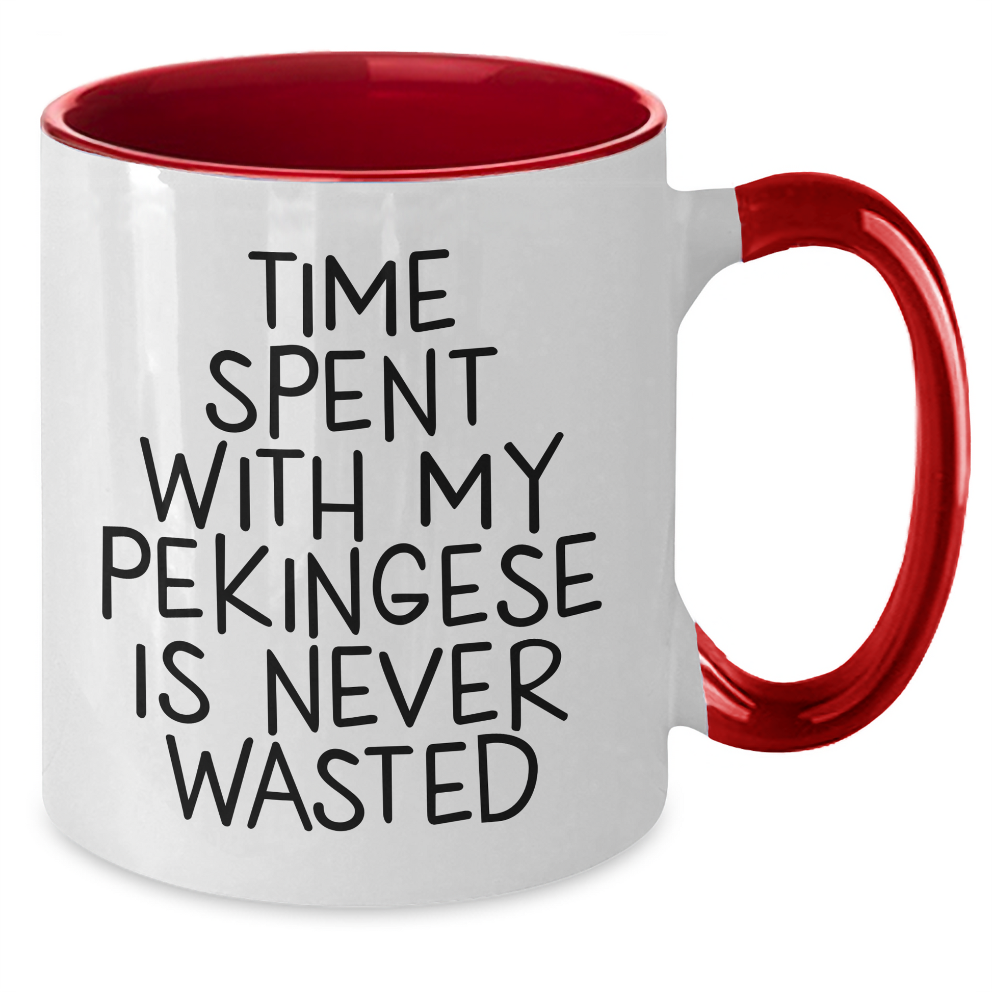 Funny Pekingese Dog Gifts from Men for Dad's Quote Time Spent with Pekingese Is Never Wasted, Two Tone Coffee Mug for Father's Day - Additional