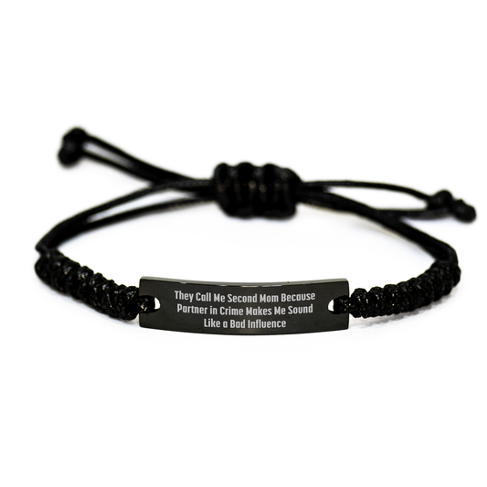 Funny Second Mom Gifts, Rope Braclet for Partner in Crime, Father's Day Unique Gifts from Friends, Gifts for Second Mom - Image 1
