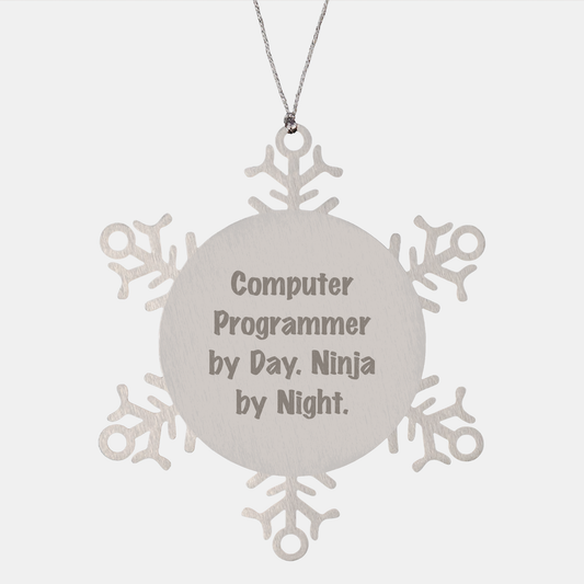Computer Programmer Ninja Snowflake Ornament Gifts from Friends, Funny Quote, Christmas Unique Ideas - Image 1