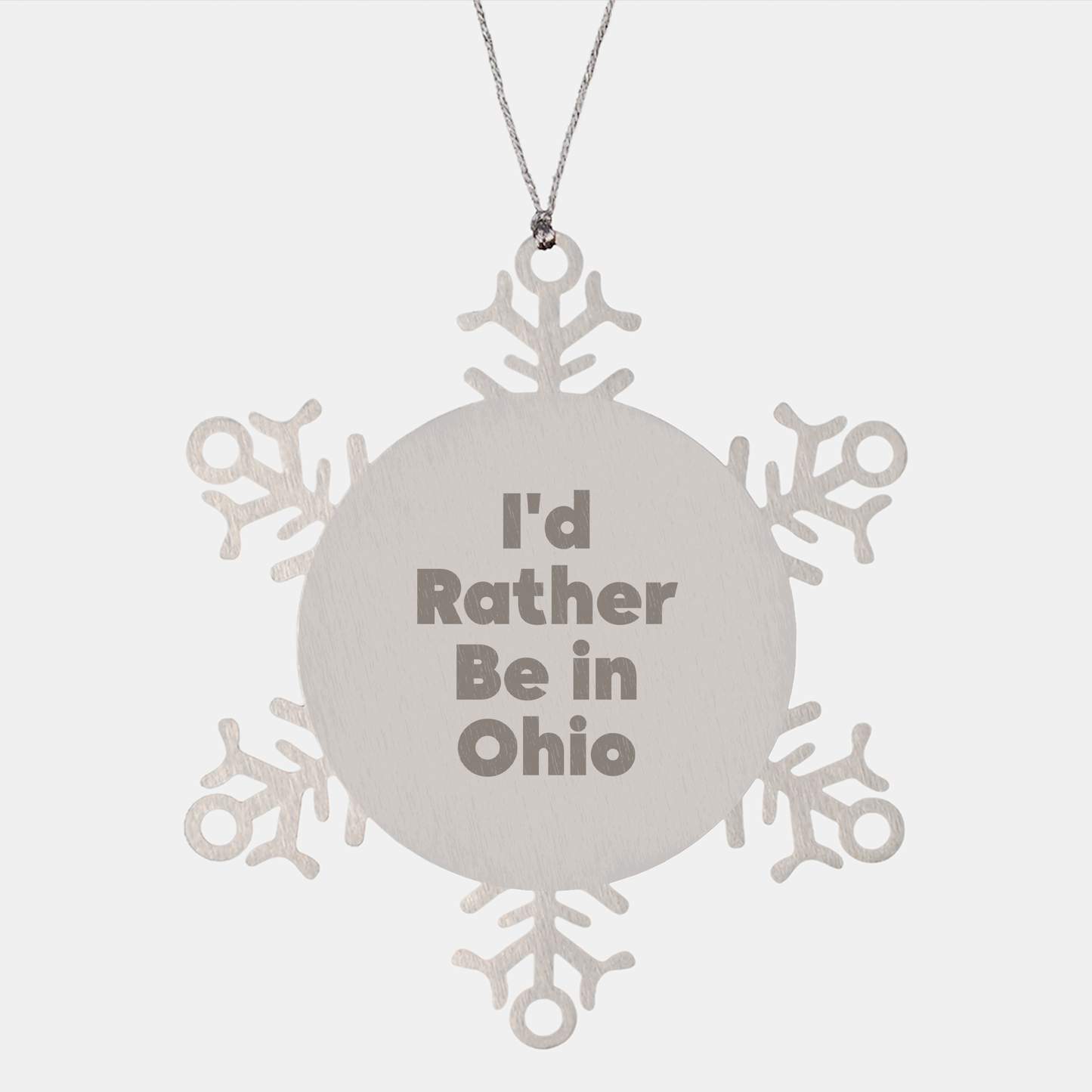 Funny Ohio Gifts - I'd Rather Be In Ohio Snowflake Ornament, Gifts from Friends and Family for Christmas - Image 1