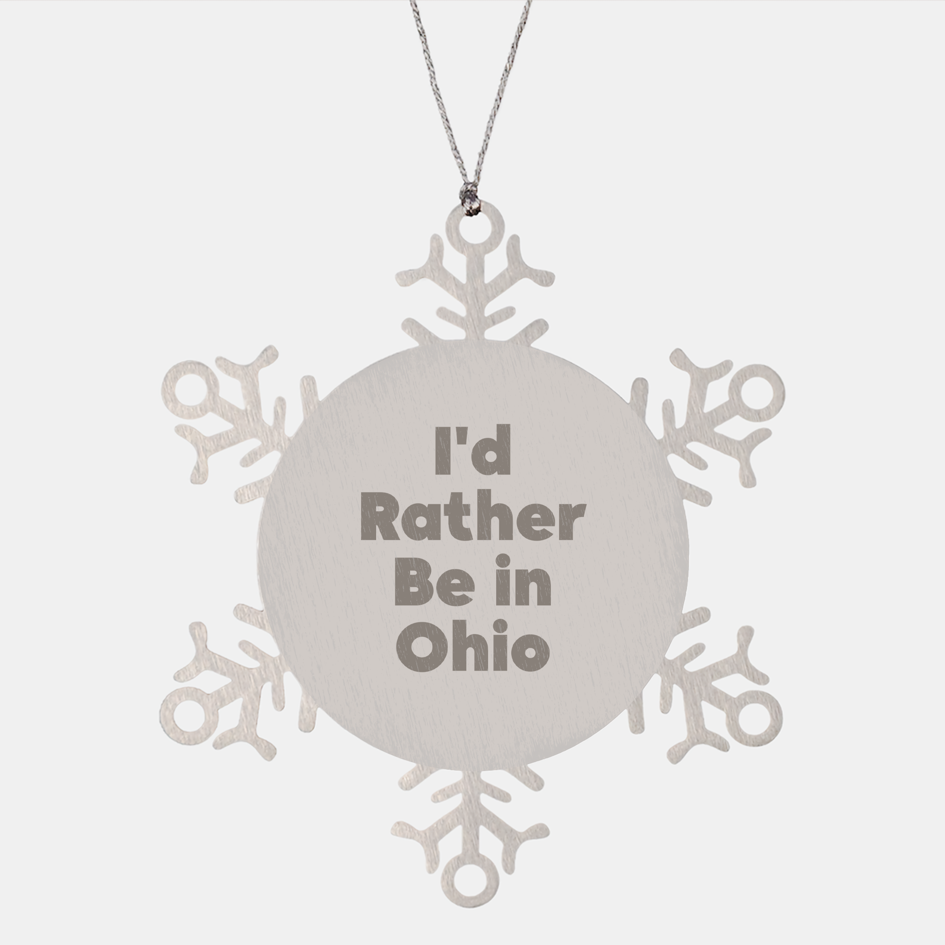 Funny Ohio Gifts - I'd Rather Be In Ohio Snowflake Ornament, Gifts from Friends and Family for Christmas - Image 1