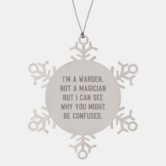 Warden Gifts, Warden Snowflake Ornament, Funny Quote, Christmas Unique Gifts for Men from Friends - Image 1