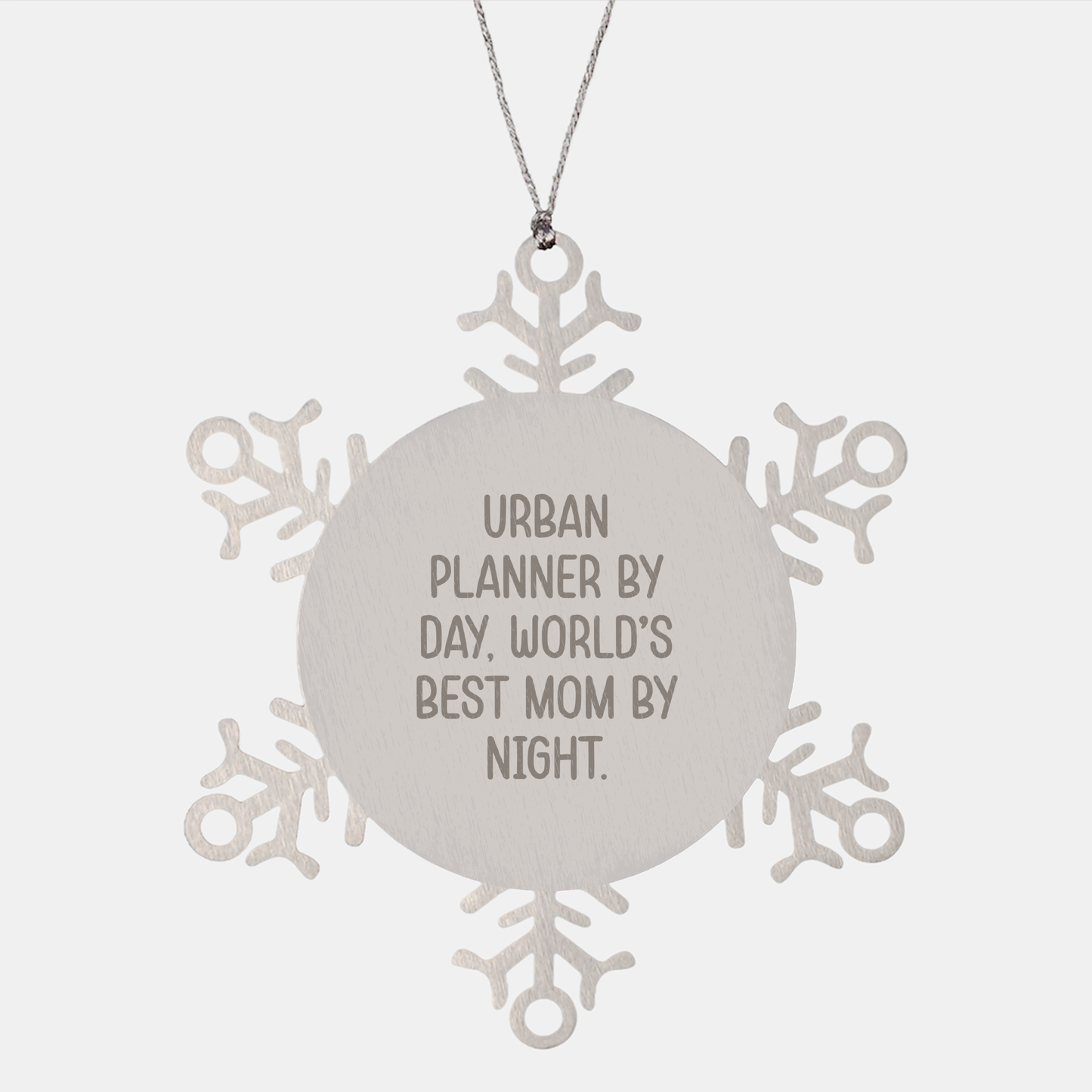 Urban Planner Gifts from Mom, Snowflake Ornament for Christmas, 'Urban Planner By Day, World's Best Mom By Night.' Quote - Image 1
