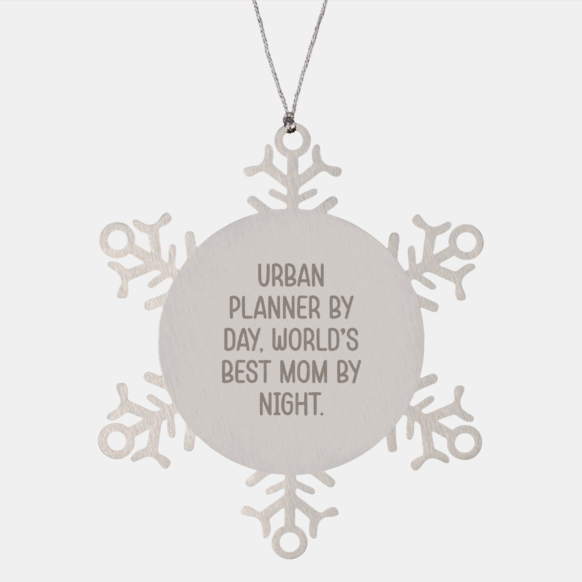 Urban Planner Gifts from Mom, Snowflake Ornament for Christmas, 'Urban Planner By Day, World's Best Mom By Night.' Quote - Image 1