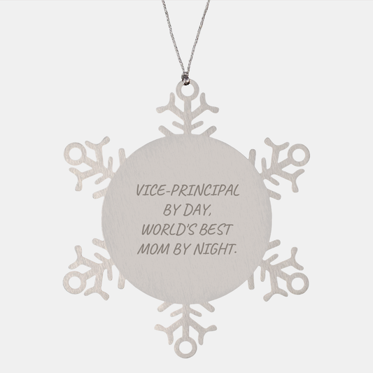 Vice-Principal Gifts, Funny Snowflake Ornament by Day, World's Best Mom By Night, Christmas Unique Gifts from Friends - Image 1
