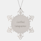 Funny Sonographer Gifts from Friends for Christmas - Snowflake Ornament Quote 'Certified Sonographer' - Durable Premium Stainless Steel - Image 1