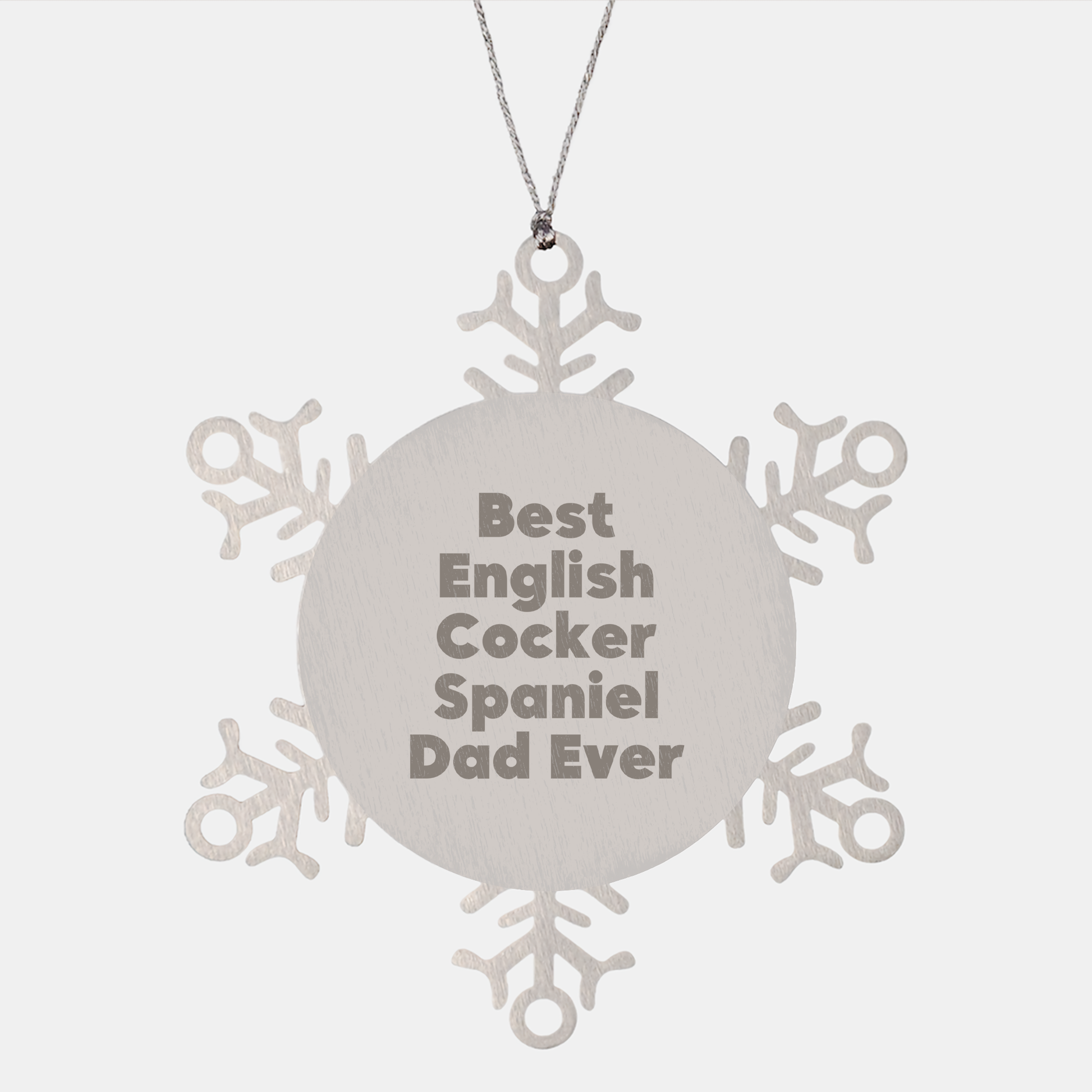 English Cocker Spaniel Dog Lover's Christmas Unique Gift, Snowflake Ornament, Funny Quote 'Best English Cocker Spaniel Dad Ever' from Family, Friends, or Coworkers - Image 1