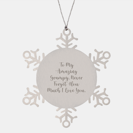 Funny Grampy Gifts from Family - Snowflake Ornament with 'To My Amazing Grampy, Never Forget How Much I Love You.' Quote for Christmas - Image 1