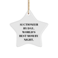 Auctioneer Gifts - Star Ornament with Funny Quote - 'Auctioneer By Day, World's Best Mom By Night.' - Gifts from Mom for Auctioneer - Christmas Unique Gifts - Image 1
