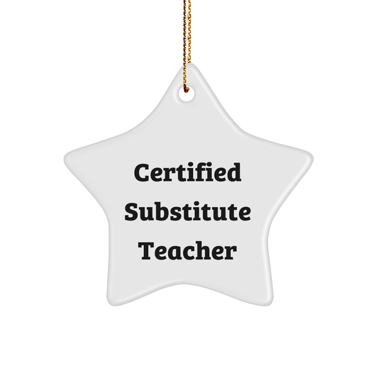 Funny Certified Substitute Teacher Star Ornament Gifts from Friends to Substitutes, 'You're a Star!' for Christmas - Image 1