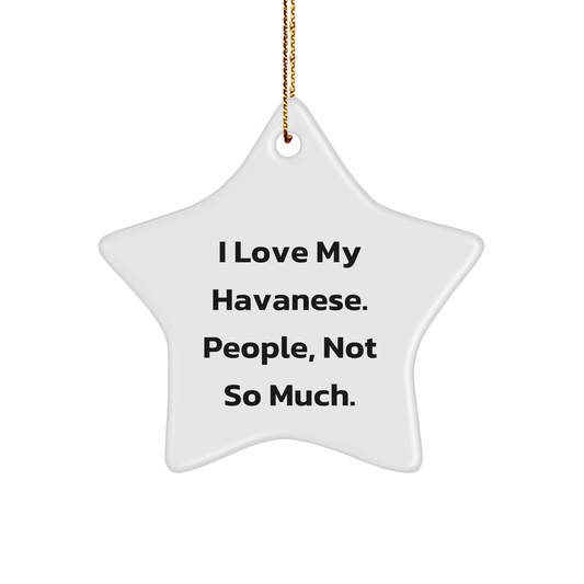 Havanese Dog Lover's Christmas Unique Gift, 'I Love My Havanese. People, Not So Much.' Star Ornament from Friends, for Havanese Dog - Image 1