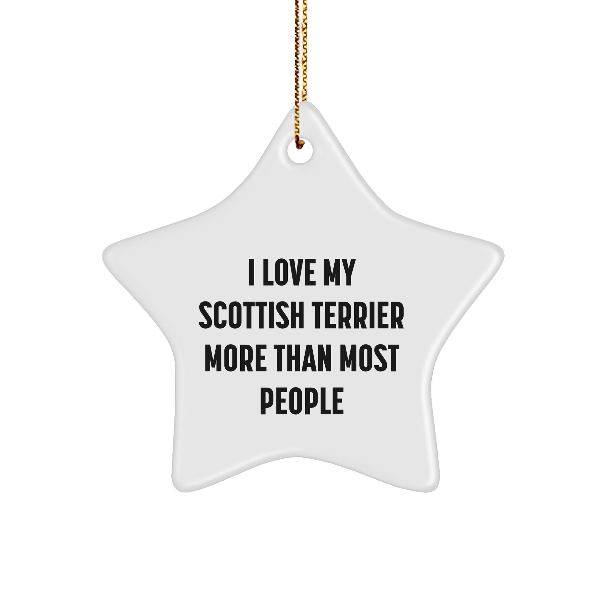 Scottish Terrier Dog Lovers Gifts from Family - I Love My Scottish Terrier More Than Most People Star Ornament for Christmas - Image 1