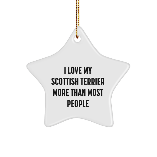 Scottish Terrier Dog Lovers Gifts from Family - I Love My Scottish Terrier More Than Most People Star Ornament for Christmas - Image 1