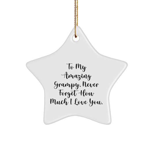 Funny Grampy Gifts - 'To My Amazing Grampy' Star Ornament, White Star Shaped, Christmas Decorations for Grampy from Family, Gifts for Grampy - Image 1