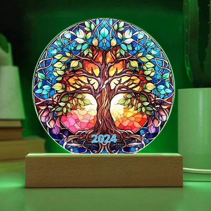 Stained Glass Style Tree of Life Plaque