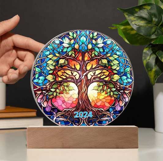 Stained Glass Style Tree of Life Plaque