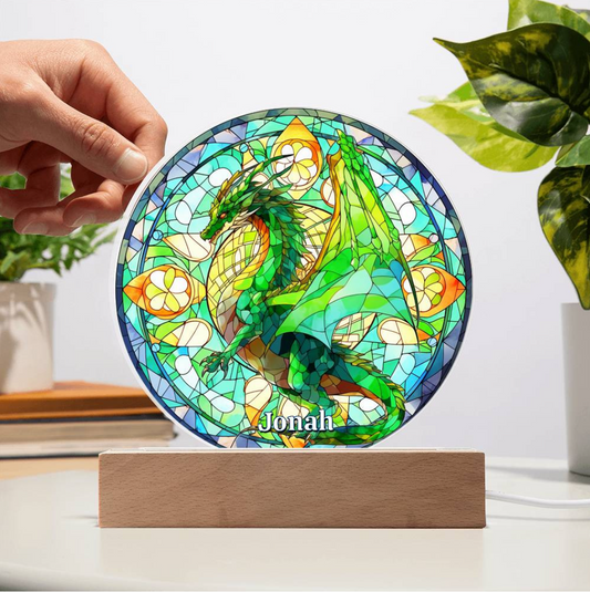 Stained Glass Style Dragon Plaque and Night Light