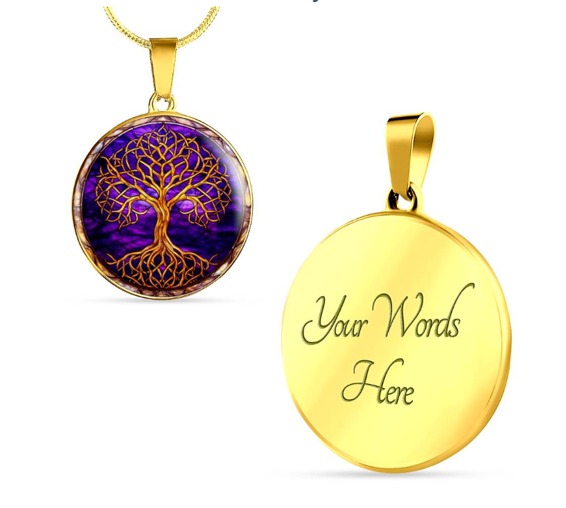 Personalized Gold Tree of Life Keychain or Necklace