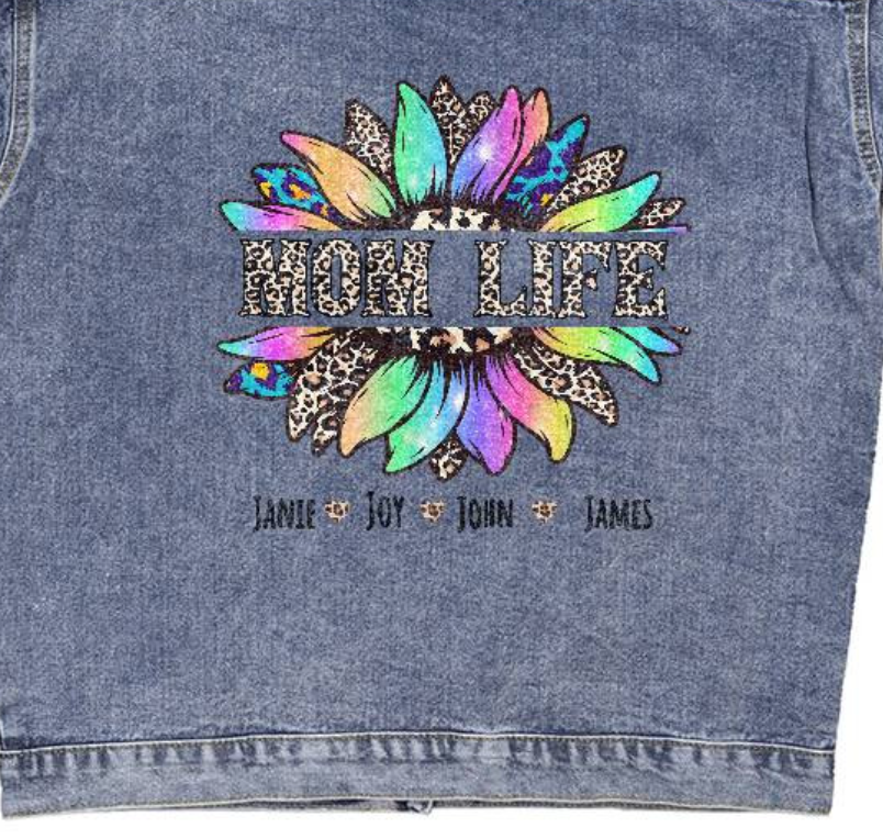 Personalized Mom Life Denim Jacket