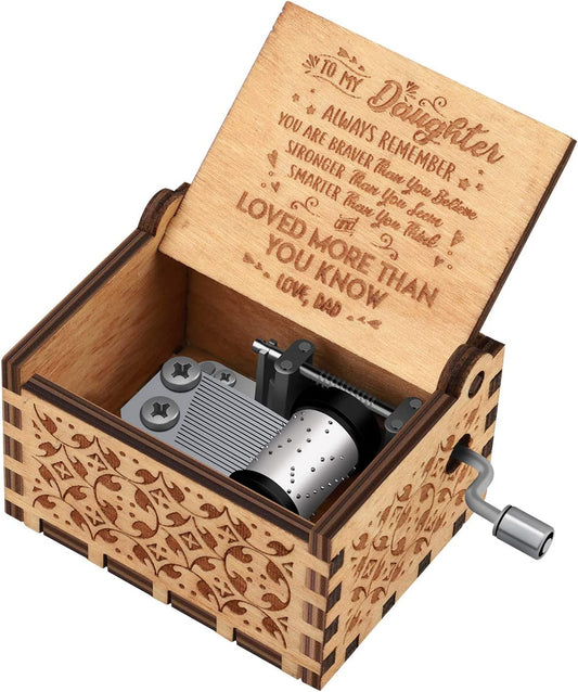To My Daughter Wooden Music Box Gift - Plays the song "You Are My Sunshine"