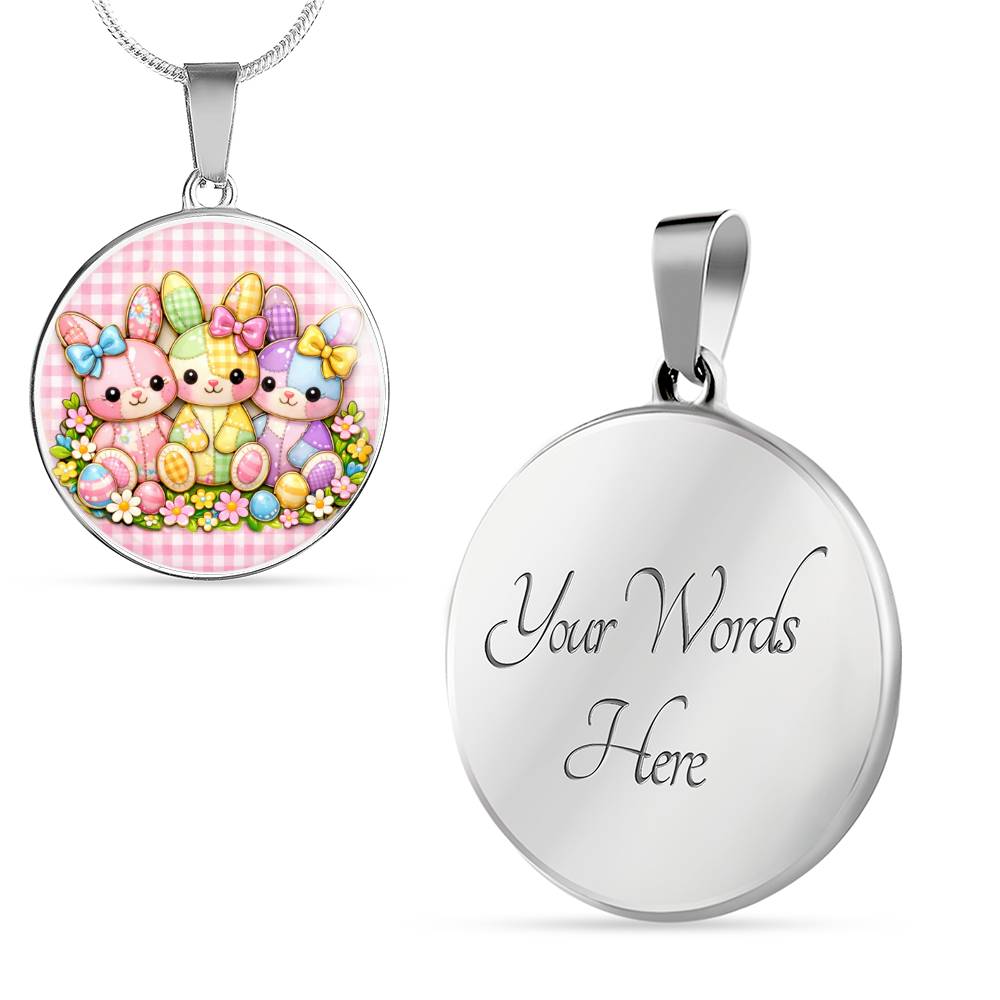 Cute Bunny Necklace or Keychain, Easter Bunny Trio Jewelry, Pastel Rabbit Pendant for Teen Girl, Easter Basket Stuffer Gift