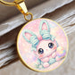 Crochet Bunny Necklace or Keychain, Cute Easter Bunny Jewelry, Pastel Rabbit Pendant for Teen Girl, Easter Basket Stuffer Gift