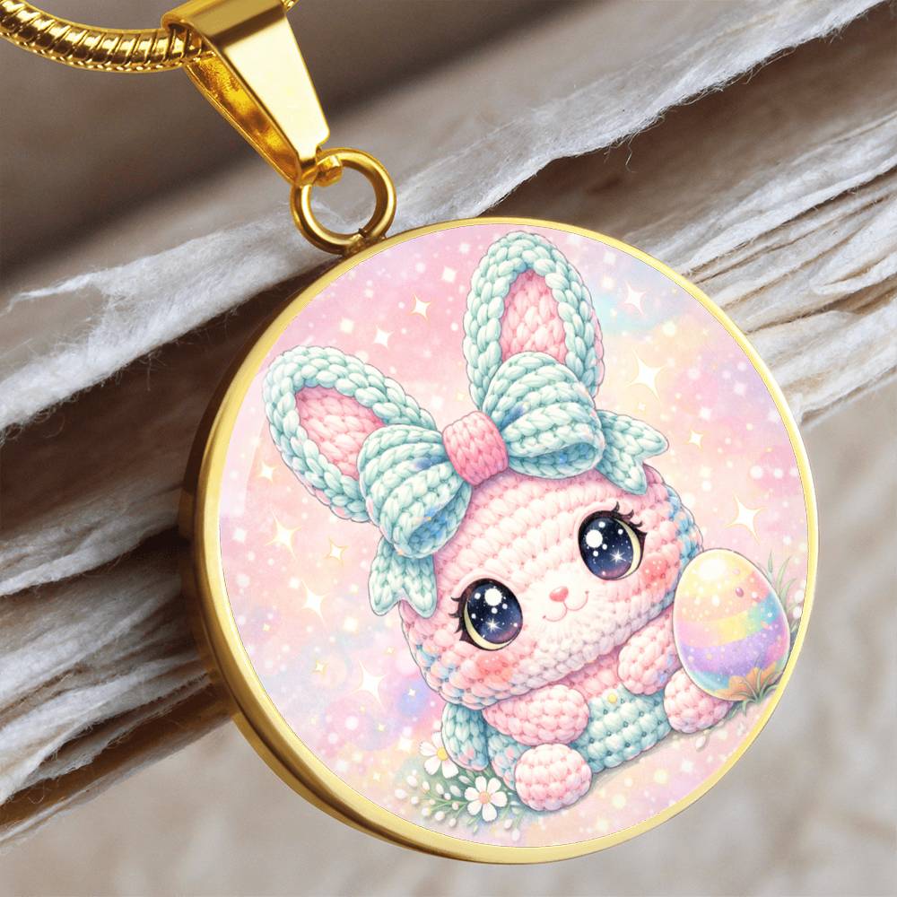 Crochet Bunny Necklace or Keychain, Cute Easter Bunny Jewelry, Pastel Rabbit Pendant for Teen Girl, Easter Basket Stuffer Gift