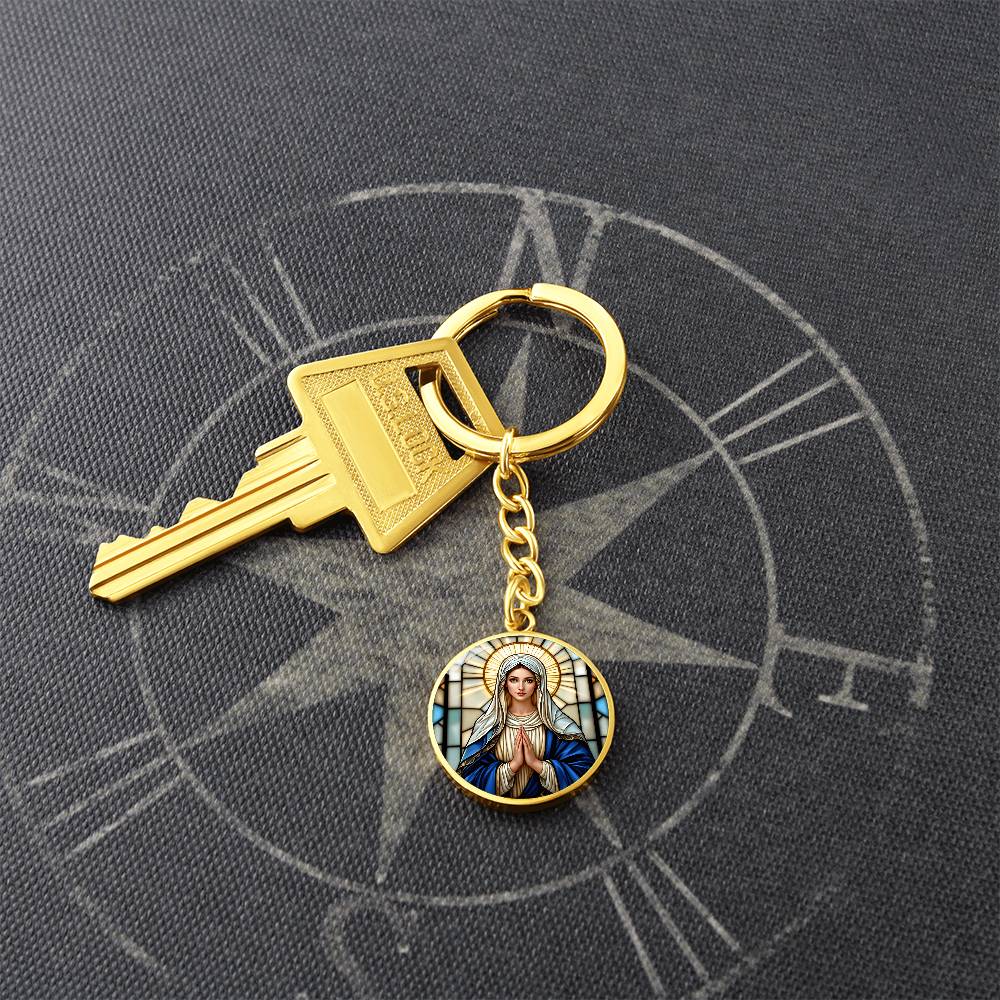 Virgin Mary Necklace or Keychain, Catholic Necklace for Women, Marian Jewelry Gift, Christian Gift for Her, Religious Pendant