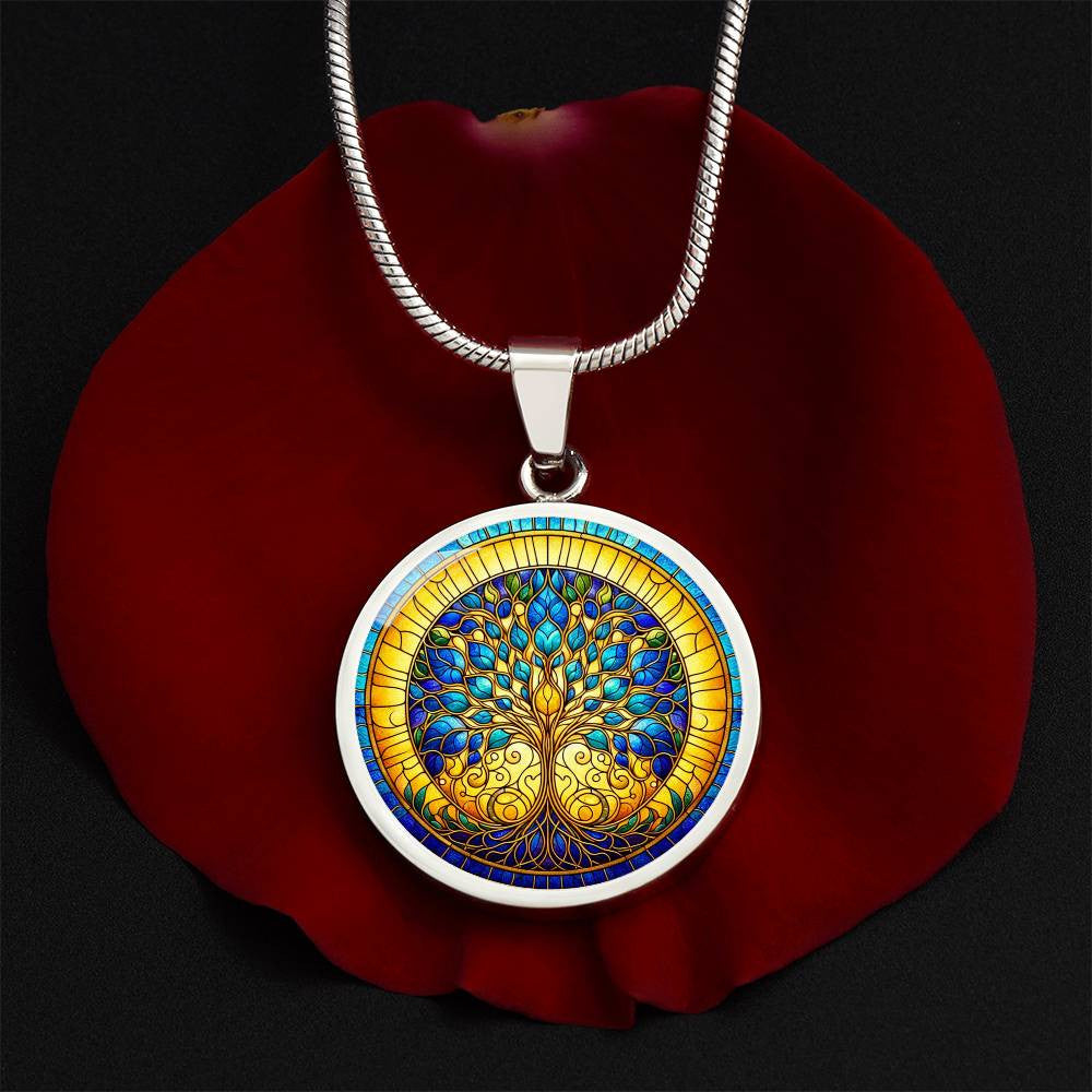 Stained Glass Tree of Life Necklace and Bracelet - Silver and Gold