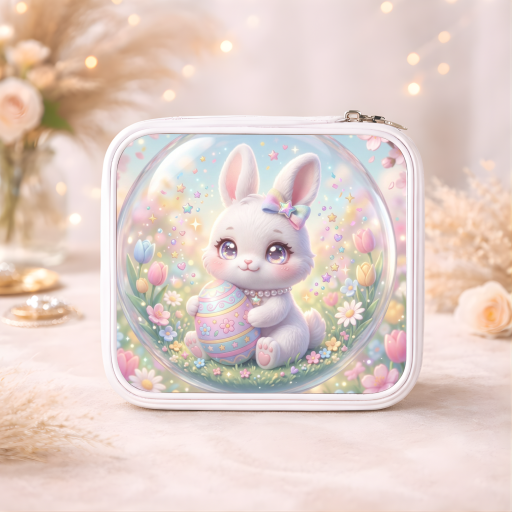 Cute Bunny Necklace or Keychain, Easter Bunny Jewelry, Pastel Rabbit Pendant for Teen Girl, Easter Basket Stuffer Gift