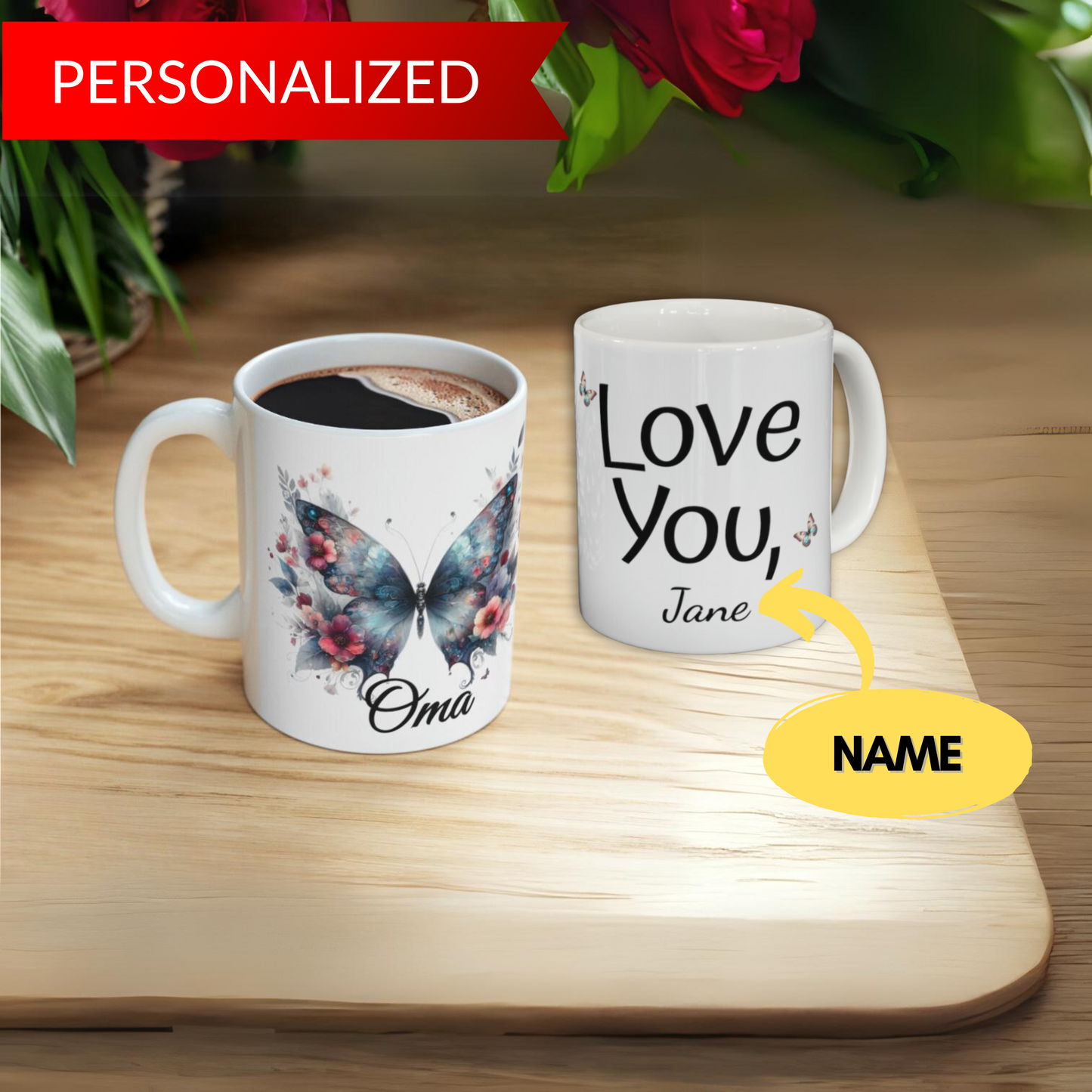 Personalized Oma Butterfly Ceramic Mug