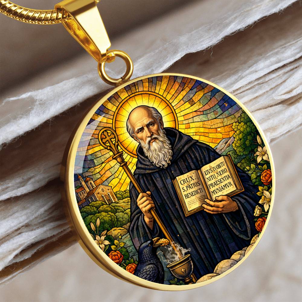Saint Benedict Necklace or Keychain, Catholic Protection Medal Jewelry, Christian Faith Pendant Gift
