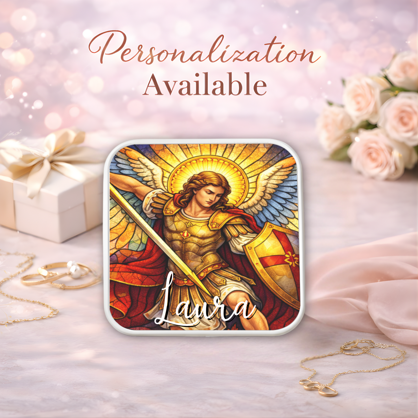 Archangel Michael Necklace or Keychain, Saint Michael Protection Jewelry, Catholic Warrior Angel Pendant Gift