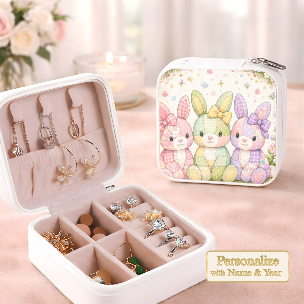 Floral Bunny Necklace or Keychain, Easter Bunny Trio Jewelry, Pastel Rabbit Pendant, Easter Basket Stuffer Gift for Teen Girl