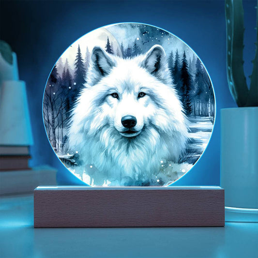 Winter Wolf LED Light Plaque Gift