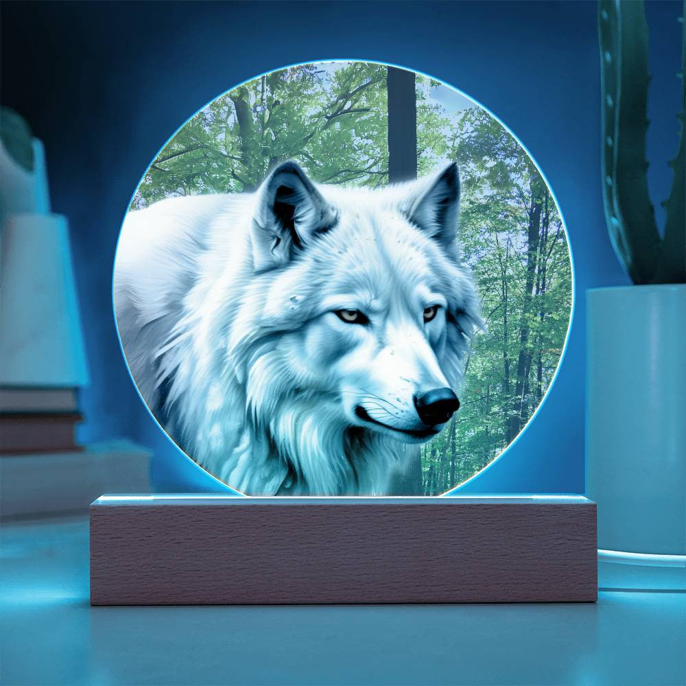 White Wolf LED Light Plaque