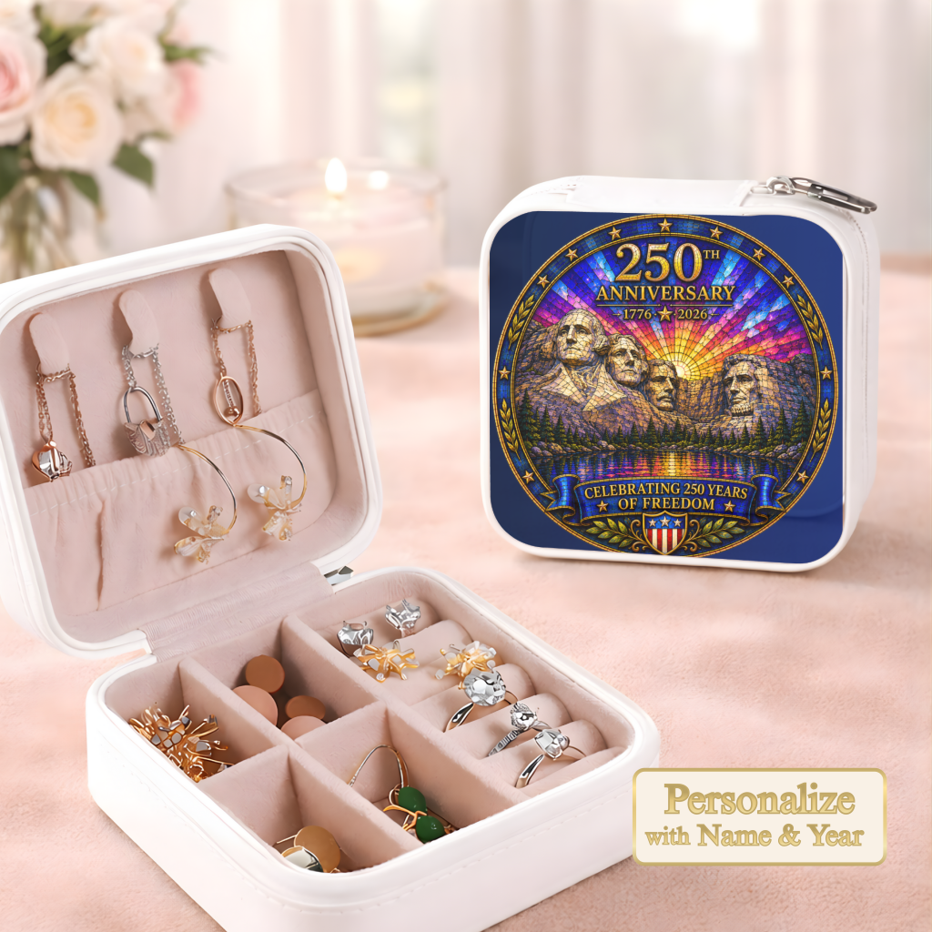 Mount Rushmore 250th Anniversary Necklace or Keychain Stained Glass Style Patriotic USA Commemorative Limited Edition